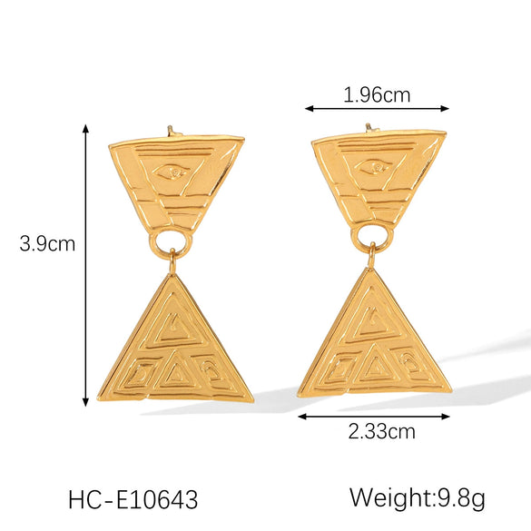 Necklace And Earrings Stainless Steel Titanium Steel Embossed Thread Irregular Pyramid Triangle Sun Flame Needle Shape Geometric Style Casting Electroplating For Women