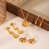 Necklace And Earrings Stainless Steel Titanium Steel Embossed Thread Irregular Pyramid Triangle Sun Flame Needle Shape Geometric Style Casting Electroplating For Women