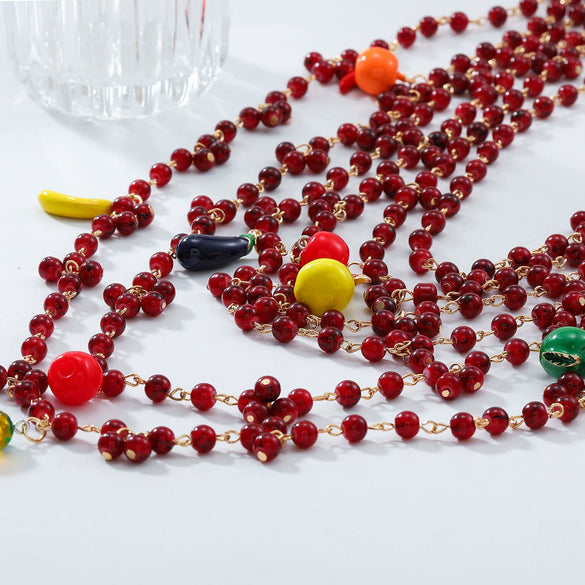 Necklace Artificial Crystal Fruit Geometric Handmade