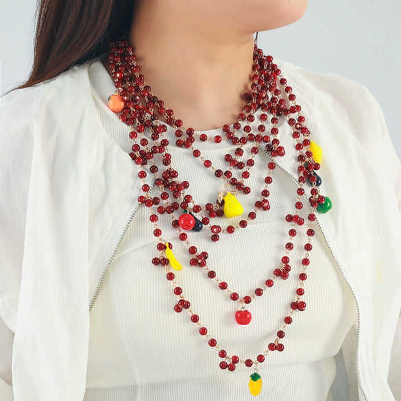 Necklace Artificial Crystal Fruit Geometric Handmade