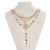 Necklace Artificial Crystal Snake Bone Chain Geometric Alloy Pendant Electroplating