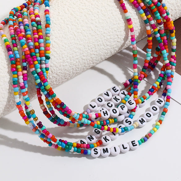 Necklace Beaded Artificial Crystal Ball Chain Electroplated With Flowers Bow Insects Geometric Animals Zodiac Letters Numbers Text