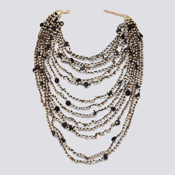 Necklace Beads Mixed Gemstone Setting Geometric Handmade Women's Fashion