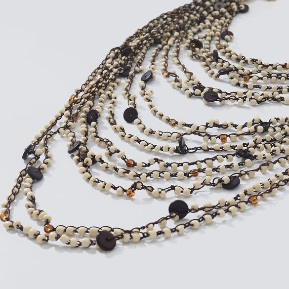 Necklace Beads Mixed Gemstone Setting Geometric Handmade Women's Fashion