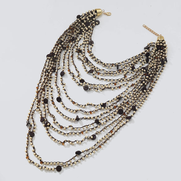 Necklace Beads Mixed Gemstone Setting Geometric Handmade Women's Fashion