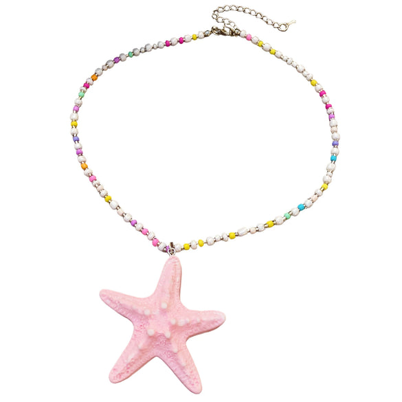 Necklace Beads Plastic Animal Zodiac Starfish Electroplating Vacation Style Dopamine Colorful Stackable Clavicle Chain