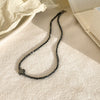 Necklace Black Gallstone Geometric Handmade Women's Niche Dark Series Cross Chain Jewelry