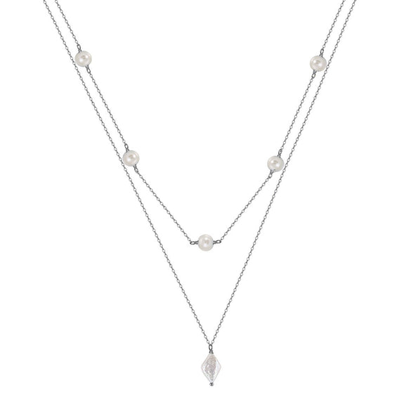 Necklace Bohemian Tassel Style Turquoise Natural Freshwater Pearl Silver 225 Silver Geometric Electroplating