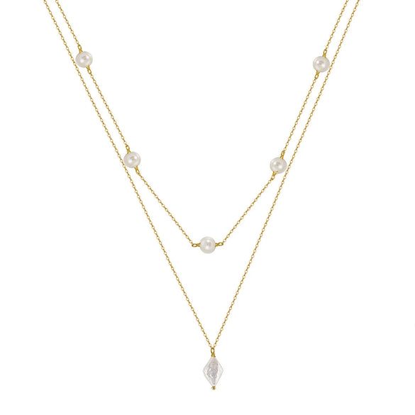 Necklace Bohemian Tassel Style Turquoise Natural Freshwater Pearl Silver 225 Silver Geometric Electroplating