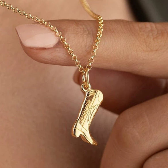 Necklace Boot Pendant Brass Clavicle Chain Copper Real Gold Plated Jewelry