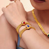 Necklace Bracelet Set 316L Stainless Steel Rhinestone Gold Plated Multilayer Chain Light Luxury Fashion