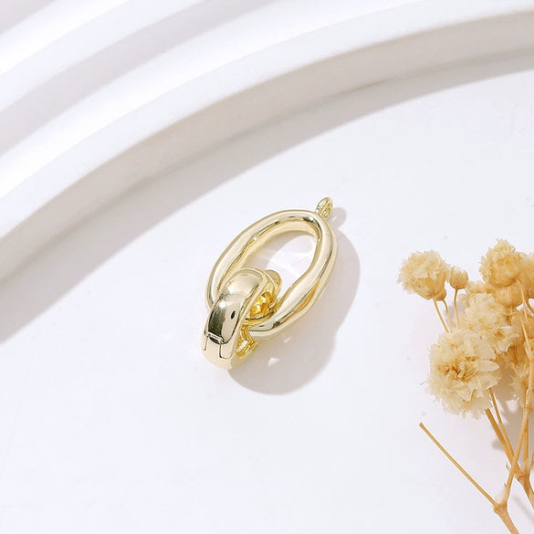 Necklace Buckle Copper Gold Plated Oval Double Ring Electroplated