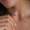 Necklace Butterfly Real Opal Mixed Gemstone Setting Titanium Steel Insect Pattern
