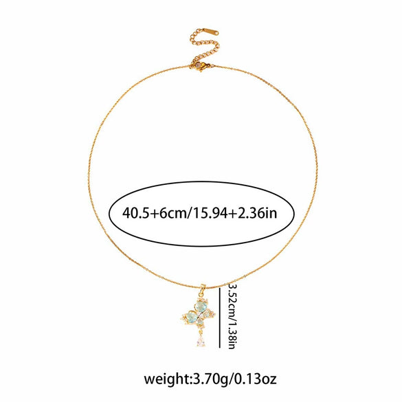 Necklace Butterfly Zircon Copper Titanium Steel Bow Electroplating Women's