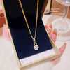Necklace Cat's Eye Bow Titanium Steel Copper Set With Zirconia