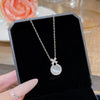 Necklace Cat's Eye Bow Titanium Steel Copper Set With Zirconia