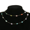 Necklace Chain Oval Natural Stone Stainless Steel Golden Bead Electroplating Handmade