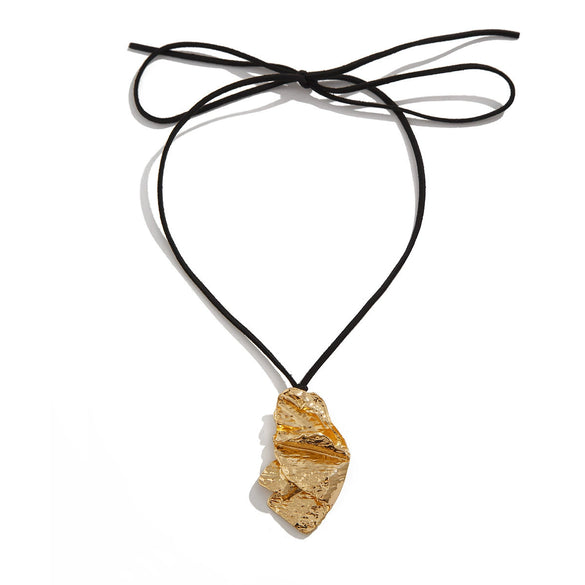 Necklace Choker Metal Alloy Velvet Geometric Asymmetrical Liquid Pleated Pendant For Women