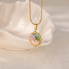 Necklace Clavicle Chain Stainless Steel Geometric Style Electroplating String Of Pearls For Women