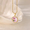 Necklace Clavicle Chain Stainless Steel Geometric Style Electroplating String Of Pearls For Women