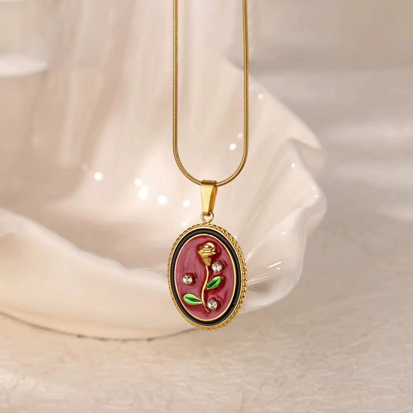 Necklace Clavicle Chain Stainless Steel Geometric Style Electroplating String Of Pearls For Women