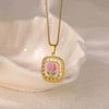 Necklace Clavicle Chain Stainless Steel Geometric Style Electroplating String Of Pearls For Women