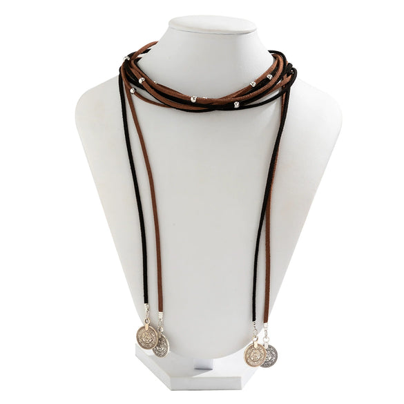 Necklace Cloth Alloy Geometric Tassel Winding Knotted Bow
