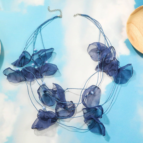 Necklace Cloth Crystal Geometric Pure Handmade Flower