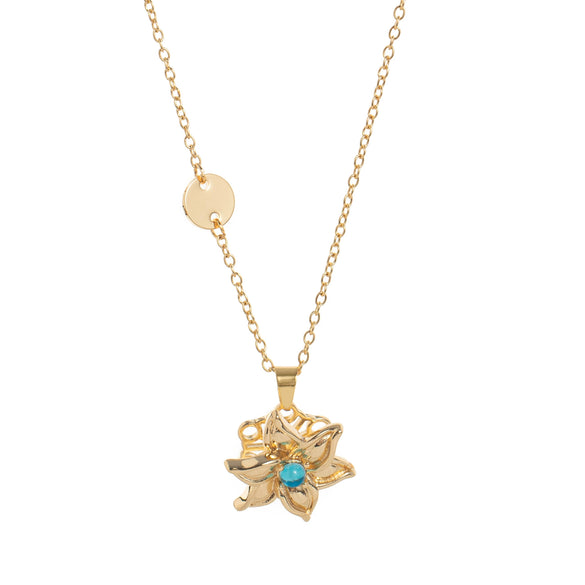 Necklace Copper Alloy Flower Rotatable Electroplating Zircon