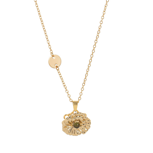 Necklace Copper Alloy Flower Rotatable Electroplating Zircon