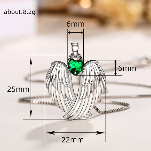 Necklace Copper Angel Wings Mixed Gem Inlay Electroplating For Women