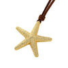 Necklace Copper Brass Animal Zodiac Inlaid With Gold Conch Starfish Ocean Pendant Leather Rope
