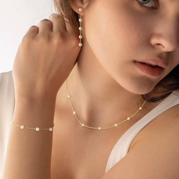 Necklace Copper Brass Pearl Geometric Ushaped Electroplating Fresh And Simple