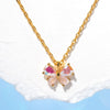 Necklace Copper Brass Real Gold Plating Inlaid Zircon Cat's Eye Butterfly Bow Tie Pendant Light Luxury Style Women's