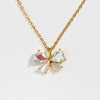 Necklace Copper Brass Real Gold Plating Inlaid Zircon Cat's Eye Butterfly Bow Tie Pendant Light Luxury Style Women's