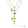 Necklace Copper Geometric Double Cross Pendant Mixed Gem Inlay Electroplating For Women