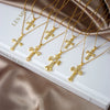 Necklace Copper Geometric Double Cross Pendant Mixed Gem Inlay Electroplating For Women