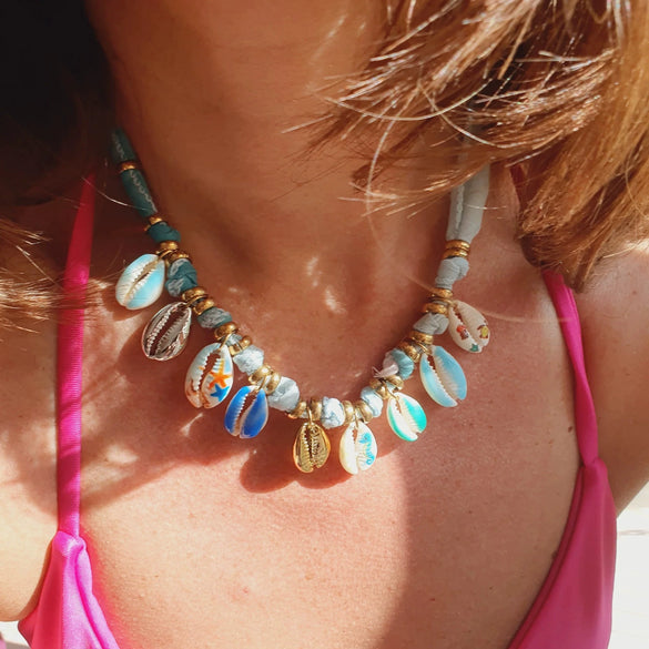 Necklace Copper Geometric Drop Shape Electroplating Ocean Style Shell Pendant