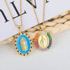 Necklace Copper Geometric Micro Inlay Gold Plated Pendant Lip Chain