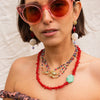 Necklace Copper Geometric Rhombus Electroplating Colorful Beads Diamondencrusted Tarot Cards Fashion