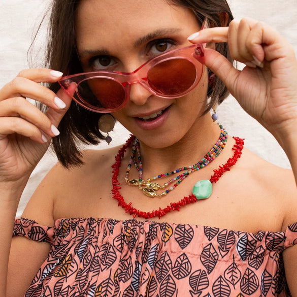 Necklace Copper Geometric Rhombus Electroplating Colorful Beads Diamondencrusted Tarot Cards Fashion