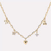 Necklace Copper Heart Butterfly Bow Set With Diamonds Simple Cute Style