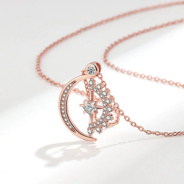 Necklace Copper Heart Rotatable Sweet Style