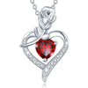 Necklace Copper Heart Style Mixed Gem Inlay Zircon Women's
