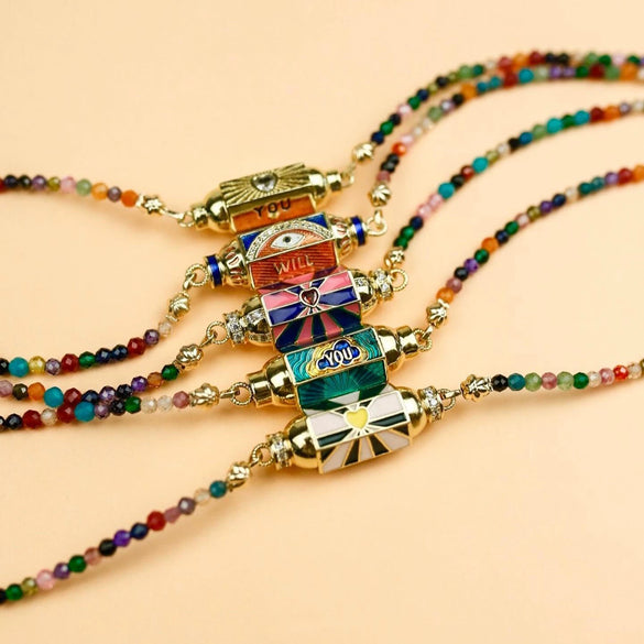 Necklace Copper Hexagonal Prism Eye Heart Pattern Electroplating
