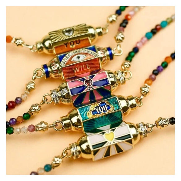 Necklace Copper Hexagonal Prism Eye Heart Pattern Electroplating