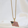 Necklace Copper Hiphop Ins Style American Independence Day Flag Inlaid With Zirconium Twist Chain Electroplating
