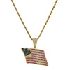 Necklace Copper Hiphop Ins Style American Independence Day Flag Inlaid With Zirconium Twist Chain Electroplating