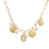 Necklace Copper Inlaid Pearl Shell Conch Splicing Geometric Star Design