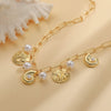 Necklace Copper Inlaid Pearl Shell Conch Splicing Geometric Star Design